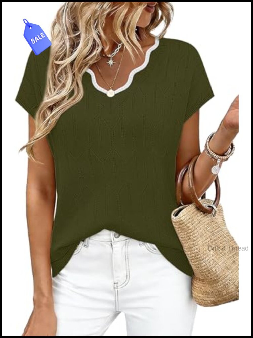 Womens Lightweight Knit Cap Sleeve V-Neck Top Business Casual
